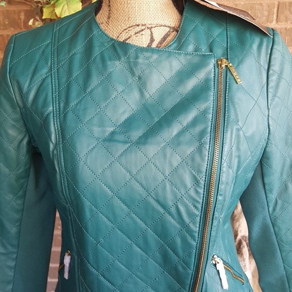 IMANgenuine leather teal green jacket Size S - Picture 5 of 14